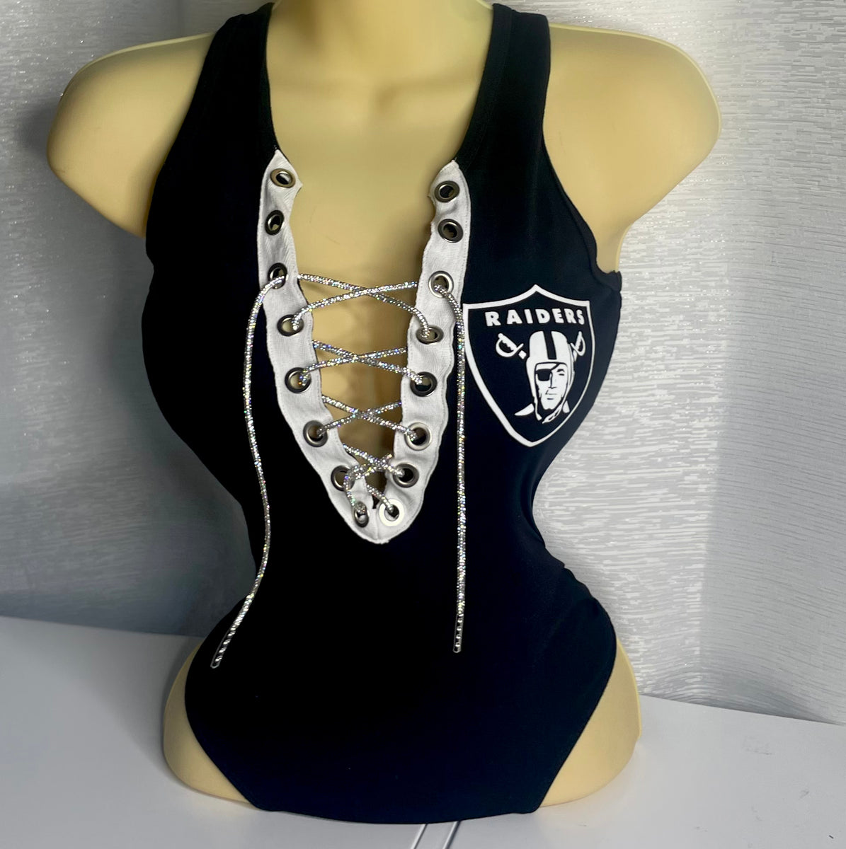 Raiders Crop Top with Rhinestone Cord – Hot L.A. Fashion